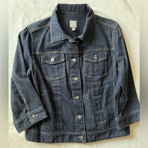 J. Jill Dark Blue Denim Jean Jacket with 3/4 Sleeves, Size S